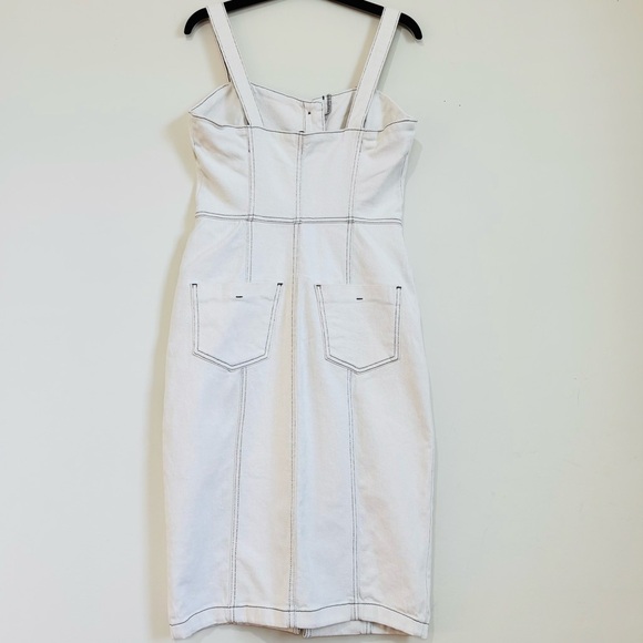 Zara Bodycon Overall Sleeveless corset Black Button Front Off White Denim Dress - Picture 3 of 16